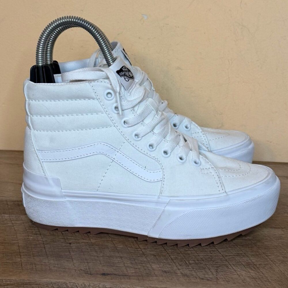 white Vans Sk8-Hi Stacked high-top sneakers platform size 7 shoes
